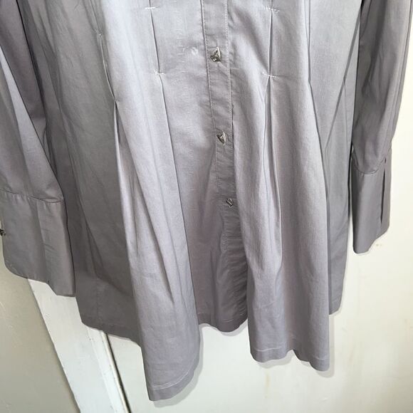 DESIDERATA Gray Cotton Blend Pleated Tunic Blouse-M - Picture 3 of 10